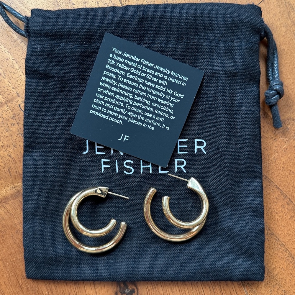 JENNIFER FISHER 1” Lilly Yellow Gold Double Hoop Earrings - Picture 5 of 5